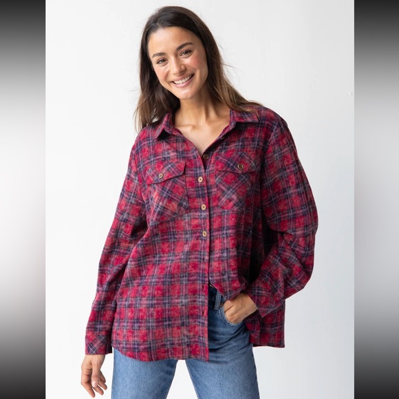 NATURAL LIFE Red Plaid Button Down Shirt - Picture 3 of 5